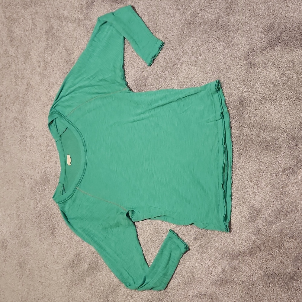 AERIE GREEN 3/4 SLEEVE LIGHTWEIGHT TOP SIZE XS